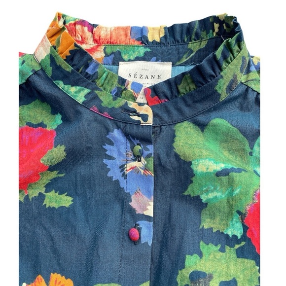 Sézane Trianon Print Blue Floral Hidaya Dress Size 34/XS - Picture 14 of 17